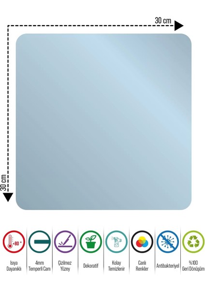 Cam Kesme Tahtası ve Sunumluk Mackenzie Green White 30 x 30 cm 1 Adet indirimleri