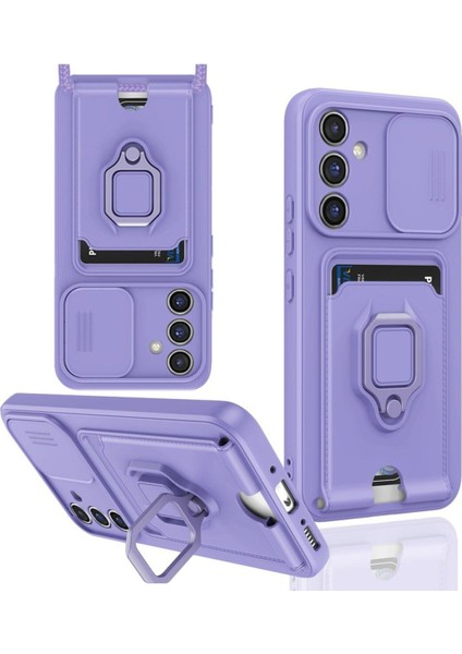 Samsung Galaxy A26 Kılıf Kamera Korumalı Sürgülü Yüzüklü Kartvizitli Stand Ip Askılı Zuma Silikon