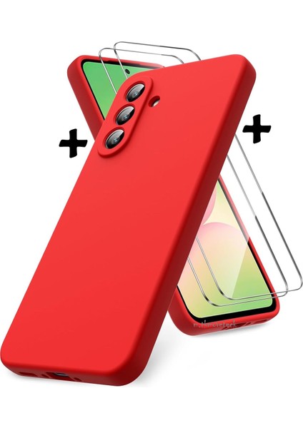 Samsung Galaxy A26 Kılıf Kamera Korumalı Yumuşak Renkli Mat Silikon + 9h Ekran Koruyucu Cam 2in1 Set