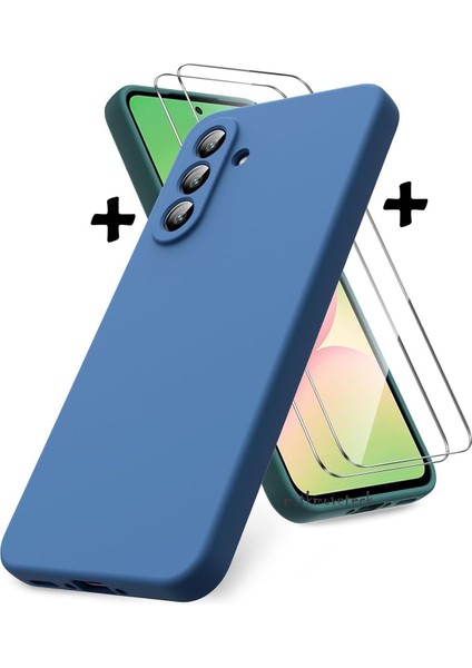 Samsung Galaxy A26 Kılıf Kamera Korumalı Yumuşak Renkli Mat Silikon + 9h Ekran Koruyucu Cam 2in1 Set