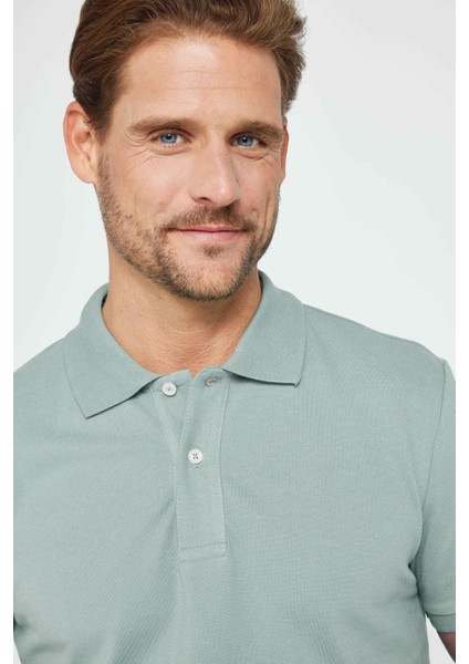 Erkek Slim Fit Dar Kesim Pamuk Düz Pike Mint Polo Yaka Tişört fiyatları