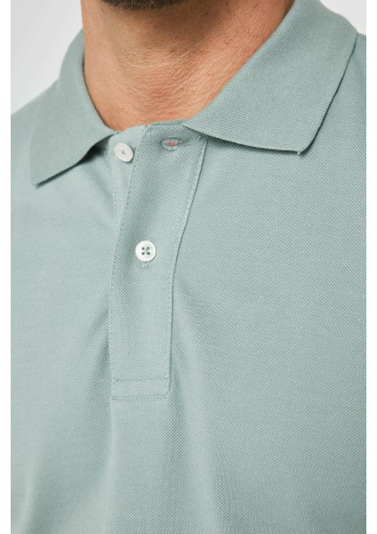 Erkek Slim Fit Dar Kesim Pamuk Düz Pike Mint Polo Yaka Tişört fırsatları