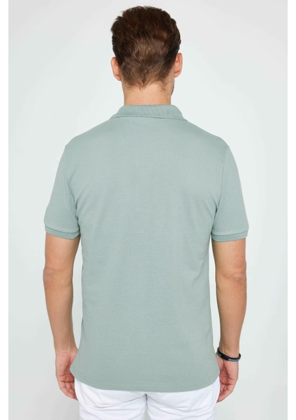 Erkek Slim Fit Dar Kesim Pamuk Düz Pike Mint Polo Yaka Tişört indirimleri