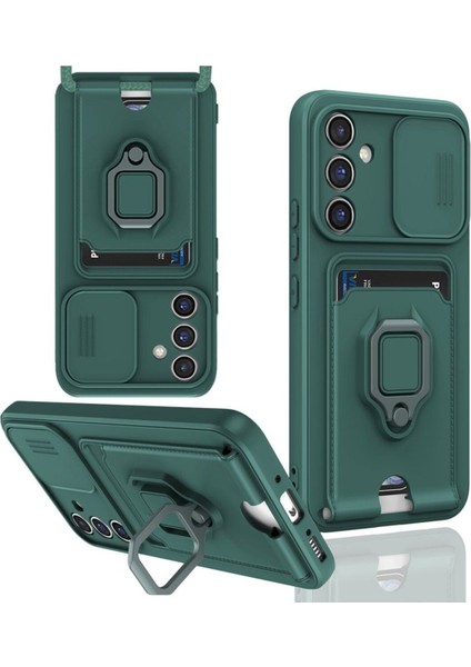 Samsung Galaxy A26 Kılıf Kamera Korumalı Sürgülü Yüzüklü Kartvizitli Stand Ip Askılı Zuma Silikon