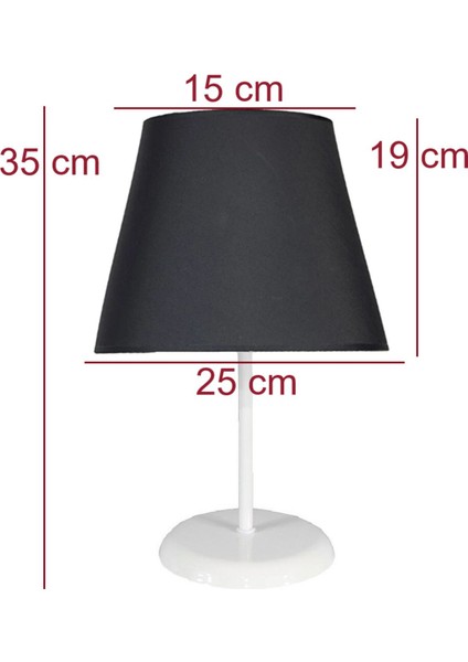 Siyah Konik Kumaş Kaplama 2.li Set 20 x 25 Yatak Odası Genç ve Çocuk Odası Avize ve Abajur Seti