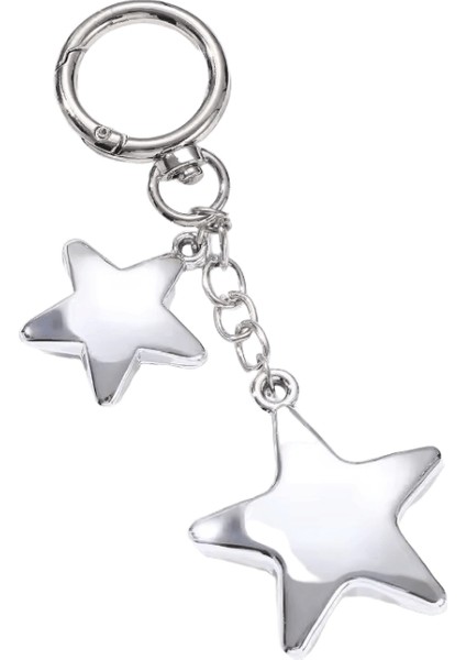 Y2K Büyük Kalp Yay Anahtar Akrilik Anahtarlık Gümüş Renk Yıldız Anahtarlık Kadınlar Için Erkekler Çanta Dekorasyon Iyi Hediye El Yapımı Takı Seti (Yurt Dışından)