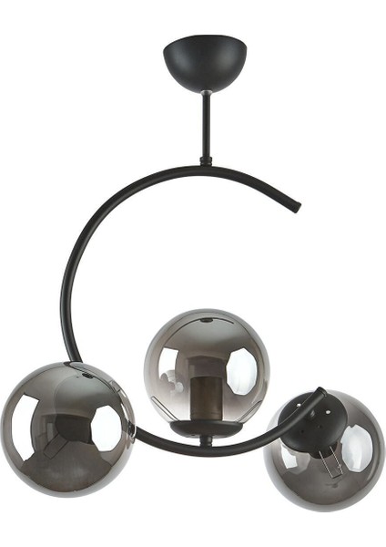 Julia Özel Tasarım Salon - Mutfak - Yatak Odası Siyah Renk Füme Camlı 3 Lü Avize fiyatları