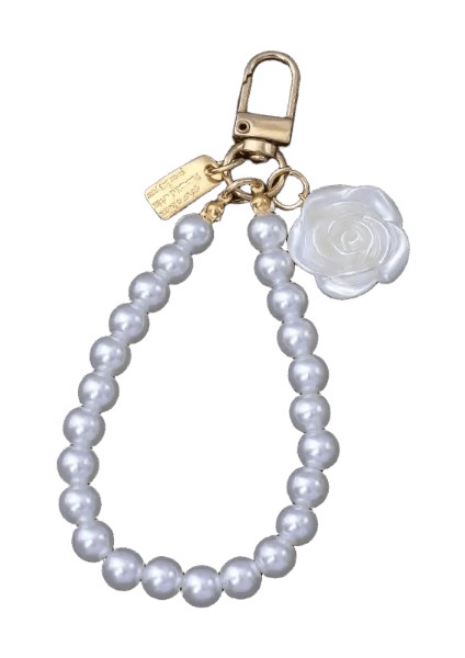 Moda Gül Çiçek Yay Kolye Anahtarlık Anti-Kayıp Inci Zincir Bileklik Anahtarlık Kadınlar Için Telefon Çanta Süs Parti Hediyeler (Yurt Dışından)