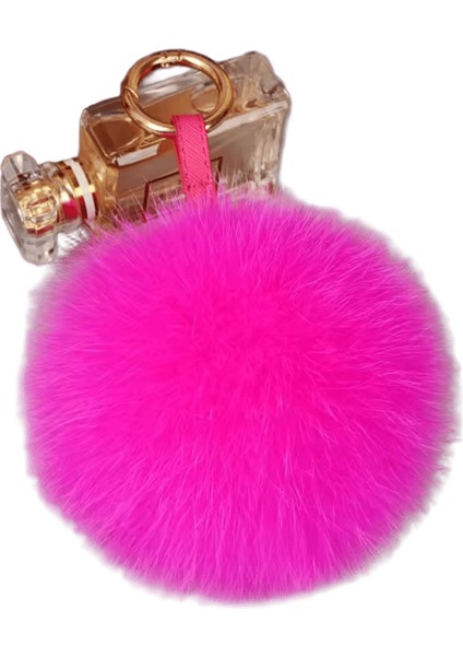 2024 Lüks 13CM Kaık Gerçek Tilki Kürk Top Pom Poms Kürk Ponpon Yüksek Kaliteli Anahtarlık Araba Anahtarlık Metal Halka Kolye Kadınlar Için Renk: Yeşil / Boyut: 13 cm (Yurt Dışından)