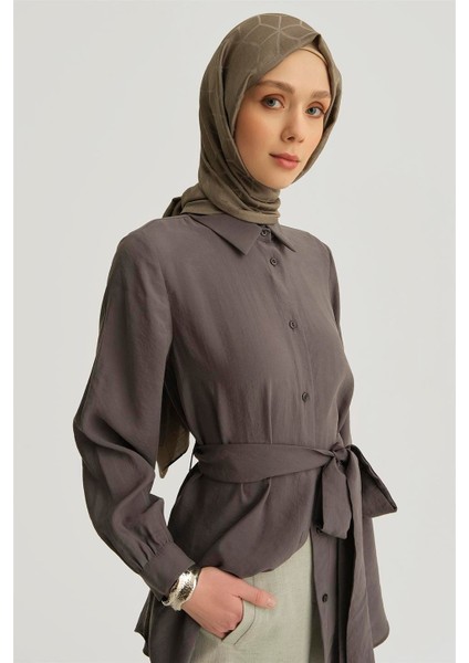 Kemerli Modal Tunik 25YD4224-1 Antrasit modelleri
