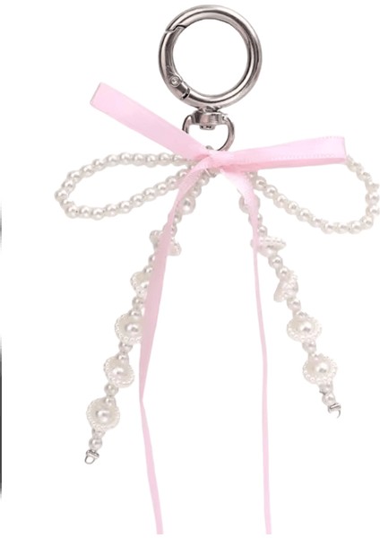 2 Adet Yeni Kore Tatlı Inci Yay Anahtarlık Kalp Kolye Anahtarlık Y2K Pembe Kızlar Için Estetik Anahtar Tutucu Çanta Kolye Aksesuarları (Yurt Dışından)