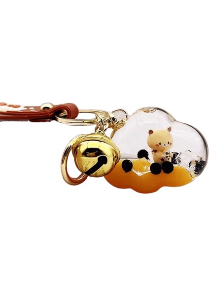 Potdemiel Simülasyon Yağı Yüzen Sıvı Quicksand Şişe Kacık Çay Ayı Anahtarlık Sevimli Trendy Kolye Rengi: Süt Ayı-Bulut Halat (Yurt Dışından)