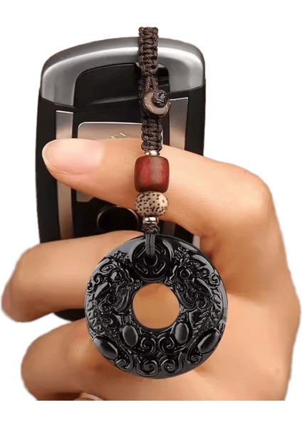 Doğal Oyma Yeşim Emniyet Tokası Isırık Para Pixiu Anahtarlık Servet Transferi El Işi Retro Oyma Bodhi Sandal Ağacı Kolyerenk:yeşil Renk (Yurt Dışından)