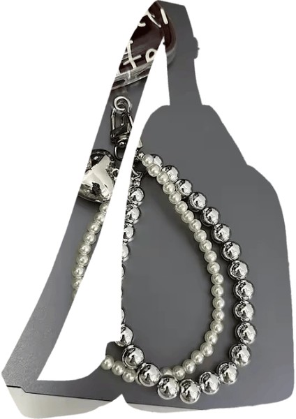 Şık Inci ve Gümüş Kalp Kolye Telefon Zinciri - Anahtarlar Için Evrensel Anahtarlık Aksesuarı Anahtarlık Kordon Ipirenk:inci Gümüş Zincir/malzeme:gümüş (Yurt Dışından)