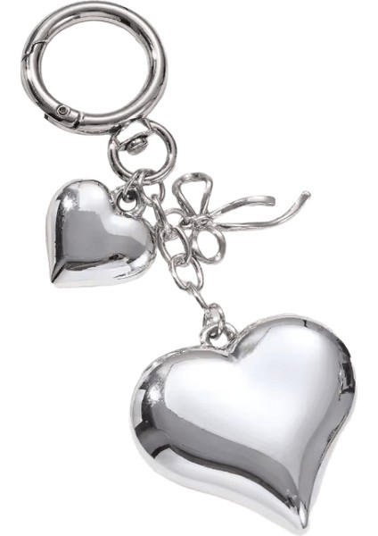 Y2K Büyük Kalp Yay Anahtar Akrilik Anahtarlık Gümüş Renk Yıldız Anahtarlık Kadınlar Için Erkekler Çanta Dekorasyon Iyi Hediye El Yapımı Takı Seti (Yurt Dışından)