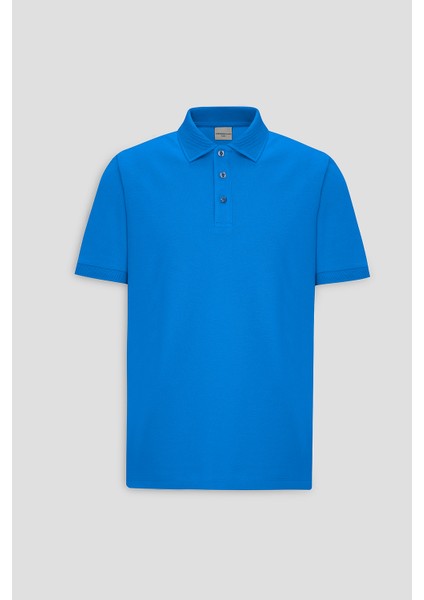 ALTINYILDIZ CLASSICS Erkek Royal Mavi %100 Pamuk Kıvrılmaz Polo Yaka Slim Fit Dar Kesim Tişört