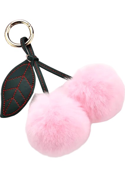 Yeni Moda Peluş Kiraz Anahtarlıklar Kadınlar Için Kızlar Kabarık Karikatür Tavşan Kürk Top Ponpon Yaprak Anahtar Zincirleri Yüzükler Anahtarlık Çanta Hediyeleri (Yurt Dışından)