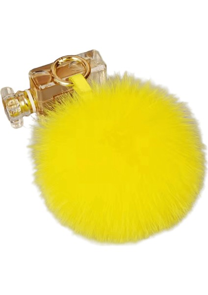 2024 Lüks 13CM Kaık Gerçek Tilki Kürk Top Pom Poms Kürk Ponpon Yüksek Kaliteli Anahtarlık Araba Anahtarlık Metal Halka Kolye Kadınlar Için Renk: Sarı / Boyut: 13 cm (Yurt Dışından)