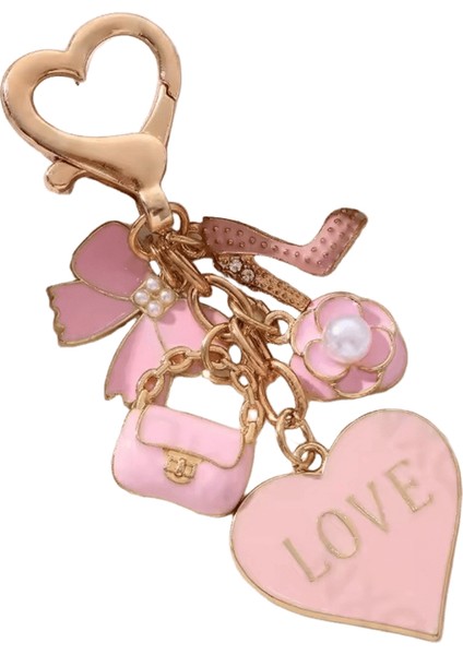 Güzel Pembe Kalp Çiçek Yay Düğüm Çanta Emaye Anahtarlık Sevimli Moda Anahtarlık Kadınlar Için Kız El Yapımı Doğum Günü Hediyesi Takı (Yurt Dışından)