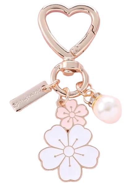 Tatlı Pembe Kiraz Çiçekleri Anahtarlık Inci Harf Kolye Araba Anahtarlık Kadınlar Için Kulaklık Kılıfı Charms Çanta Dekor Takı (Yurt Dışından)