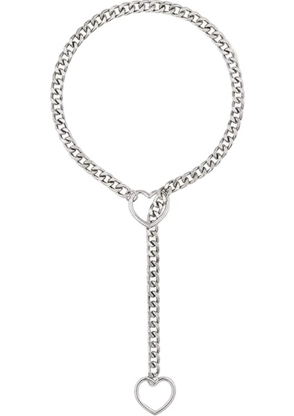 Kayma Zincir Kalp O-Ring Kolye Punk Rock Küba Uzun Kolye Kadınlar Için Takı Lariat Y-Necklace Anahtarlı Kalp Dolabı (Yurt Dışından)