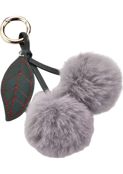 Yeni Moda Peluş Kiraz Anahtarlıklar Kadınlar Için Kızlar Kabarık Karikatür Tavşan Kürk Top Ponpon Yaprak Anahtar Zincirleri Yüzükler Anahtarlık Çanta Hediyeleri (Yurt Dışından)