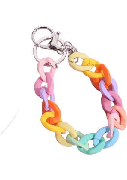 Akrilik Plastik Bağlantı Zinciri Anahtarlık Macaron Renk El Yapımı Anahtarlık Kızlar Için Hediyeler Çanta Charms Renk: E3466 / Mücevher Rengi: Rastgele (Yurt Dışından)