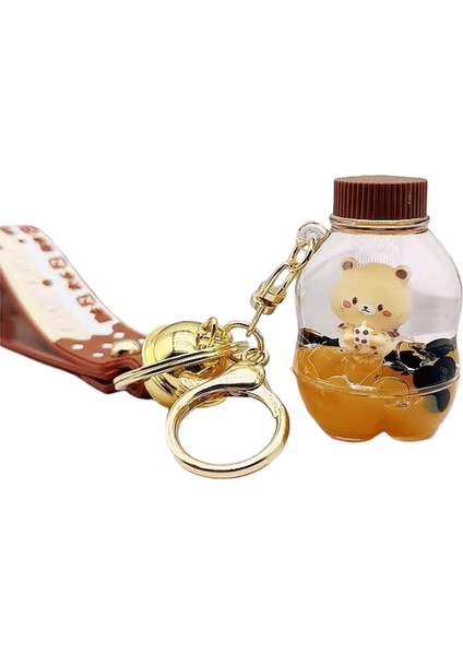 Potdemiel Simülasyon Yağı Yüzen Sıvı Quicksand Şişe Kacık Çay Ayı Anahtarlık Sevimli Trendy Kolye Renk: Süt Ayı-Kola Şişesi (Yurt Dışından)