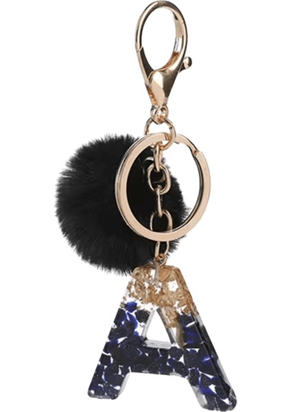 Yaratıcı Siyah 26 Harfli Anahtar Zincirleri Benzersiz Denizyıldızı Dolgulu Baş Harfler Kadınlar Için Anahtarlık Çanta Kolye Doğum Günü Hediyesi (Yurt Dışından)