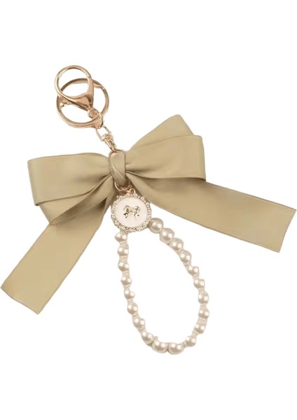 Moda Büyük Ilmek Şerit Inci Anahtarlık Kadın Çok Renkli Dıy Anahtar Kolye Asılı Süs Tatlı Çanta Aksesuarları (Yurt Dışından)