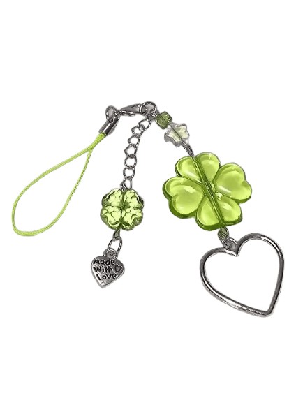 Y2K Şanslı Dört Yaprak Yonca Kalp Anahtarlık Yeşil Yaprak Yıldız Anahtarlık Kılıfları Telefon Kamera Için Kore Sevimli Boncuklu Çift Anahtarlık (Yurt Dışından)