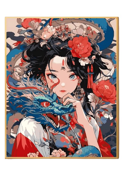 Yetişkin Kiti Için Sayılarla Boyama Ejderha Kız Dıy Dropshipping Tuval Numarasına Göre Yağlı Boya Ev Dekorasyonu Renk: X8348 / Boyut (Cm): 40X50CM Çerçeve Yok (Yurt Dışından)