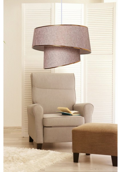 Stil Asitmetrik Pasta Avize Gül Kurusu Kumaş Altın Şeritli Yatak Odası Salon Sarkıt