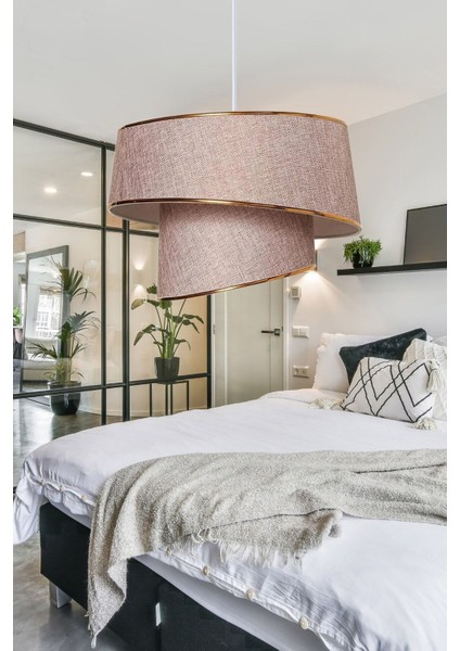 Stil Asitmetrik Pasta Avize Gül Kurusu Kumaş Altın Şeritli Yatak Odası Salon Sarkıt fiyatları