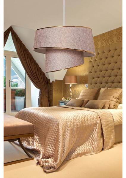 Stil Asitmetrik Pasta Avize Gül Kurusu Kumaş Altın Şeritli Yatak Odası Salon Sarkıt modelleri