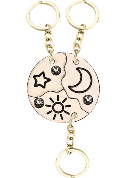 3 Adet Yeni Yuvarlak Güneş Yıldız Ay Kolye Anahtarlık Moda En Iyi Arkadaş Sonsuza Kadar Dostluk Bff Erkekler ve Kadınlar Charm Chokersrenk: Gümüş (Yurt Dışından)