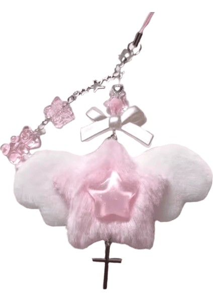 Ilmek Telefon Zinciri Melek Kanadı Kolye Anahtarlık Tatlı Serin Anahtar Telefon Ipi Akrilik Anahtarlık Çanta Süsü (Yurt Dışından)