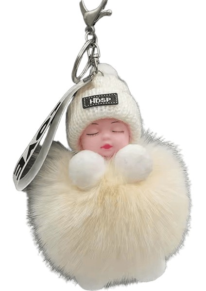 Ponpon Uyuyan Bebek Anahtarlık Sevimli Kaık Peluş Bebek Anahtarlık Kadın Kız Çanta Anahtarlıklar Arabalar Anahtarlık Hediye Büyüleyici Dekorasyon (Yurt Dışından)