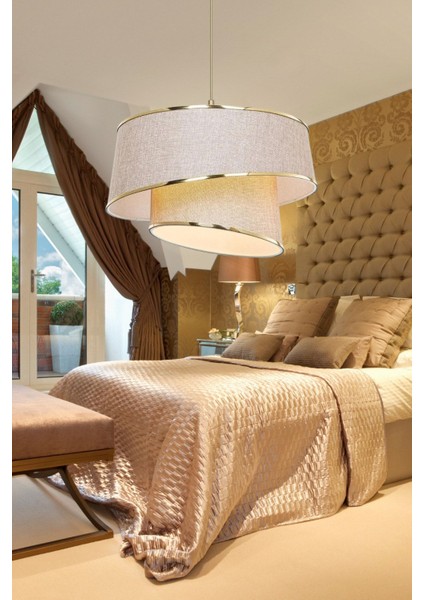 Stil Asitmetrik Pasta Avize Pudra Kumaş Altın Şeritli Yatak Odası Salon Sarkıt fiyatları