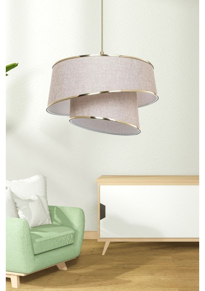 Stil Asitmetrik Pasta Avize Pudra Kumaş Altın Şeritli Yatak Odası Salon Sarkıt modelleri