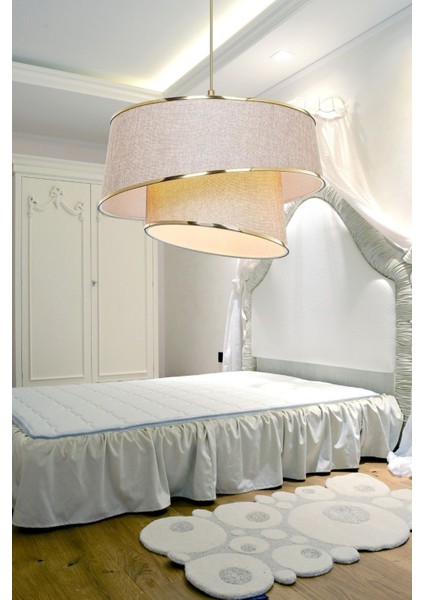 Stil Asitmetrik Pasta Avize Pudra Kumaş Altın Şeritli Yatak Odası Salon Sarkıt fırsatları
