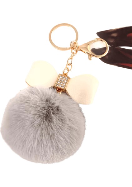 Moda Ponpon Anahtarlık Yaratıcı Pu Yay Anahtarlık Parlak Rhinestones ile Kadın El Çantası Süsler Araba Anahtar Tutucu Aksesuarları (Yurt Dışından)