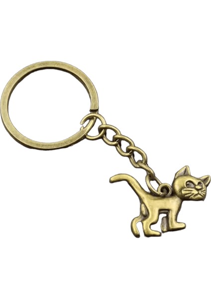 Yeni Moda Erkekler 30MM Anahtarlık Dıy Metal Tutucu Zincir Vintage Kedi 30X22MM Gümüş Renkli Kolye Hediyerenk: Gümüş (Yurt Dışından)