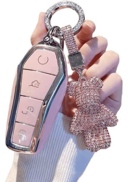 Pembe 4 Düğmeli Anahtarlık Byd Atto 3 Han Ev Dolphin Uzaktan Kumanda Için Anahtar Fob Kapaklı Kılıf Kabuk Koruma Kapağı Otomatik Accessori (Yurt Dışından)
