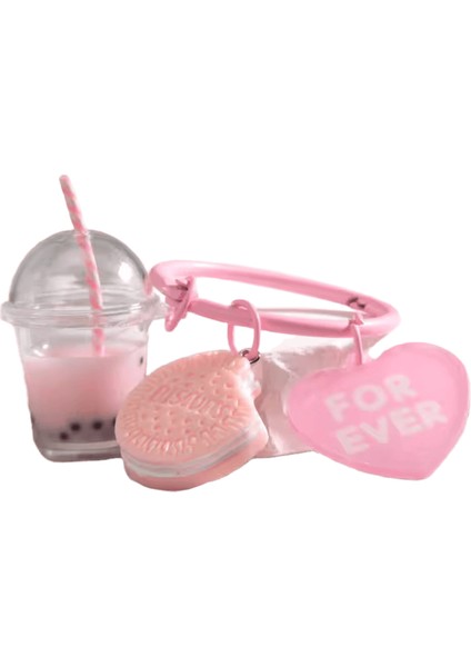 Sevimli Anahtarlıklar Dondurma Kabarcık Çay Bisküvi Pembe Anahtar Yüzükler Dostluk En Iyi Arkadaş Için Kadın Kız Çanta Hediye Takı (Yurt Dışından)