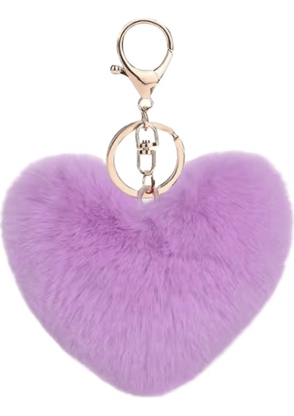 Gökkuşağı Peluş Top Anahtarlık Büyük Kalp Ponpon Anahtarlık Kadınlar Için Araba Çantası Kolye Moda Takı Kabarık Aşk Ponponlar Anahtarlık (Yurt Dışından)