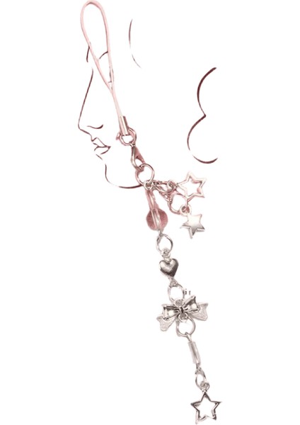 Y2K Yay Yıldız Kalp Anahtarlık Telefon Için Narin Pembe Ilmek Aşk Ipi Anahtarlık Çanta Araba Anahtar Kılıfları Kız Için Sevimli Aksesuar (Yurt Dışından)