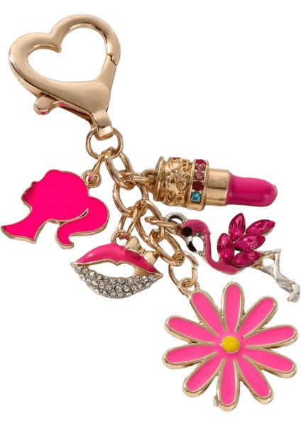Güzel Gül Kırmızı Çanta Dudaklar Flamingolar Ruj Emaye Anahtarlık Güzel Kalp Hayvanlar Anahtarlık Kadınlar Kızlar Için El Yapımı Takı Seti (Yurt Dışından)