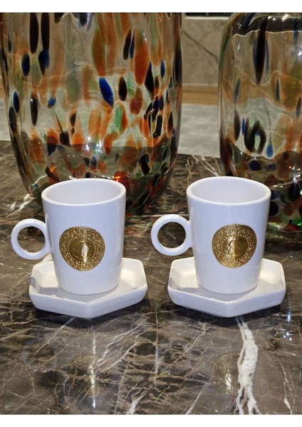 Luxury 2'li 4 Parça Altınlı Fincan Seti 1 Adet