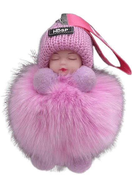 Ponpon Uyuyan Bebek Anahtarlık Sevimli Kaık Peluş Bebek Anahtarlık Kadın Kız Çanta Anahtarlıklar Arabalar Anahtarlık Hediye Büyüleyici Dekorasyon (Yurt Dışından)